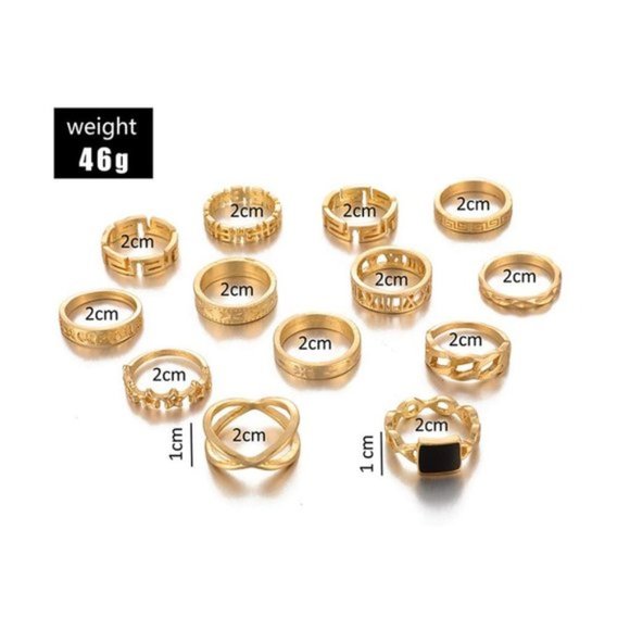 ⬇️ UO 13 pcs Ring Gold Knuckle Rings Set - Picture 4 of 7